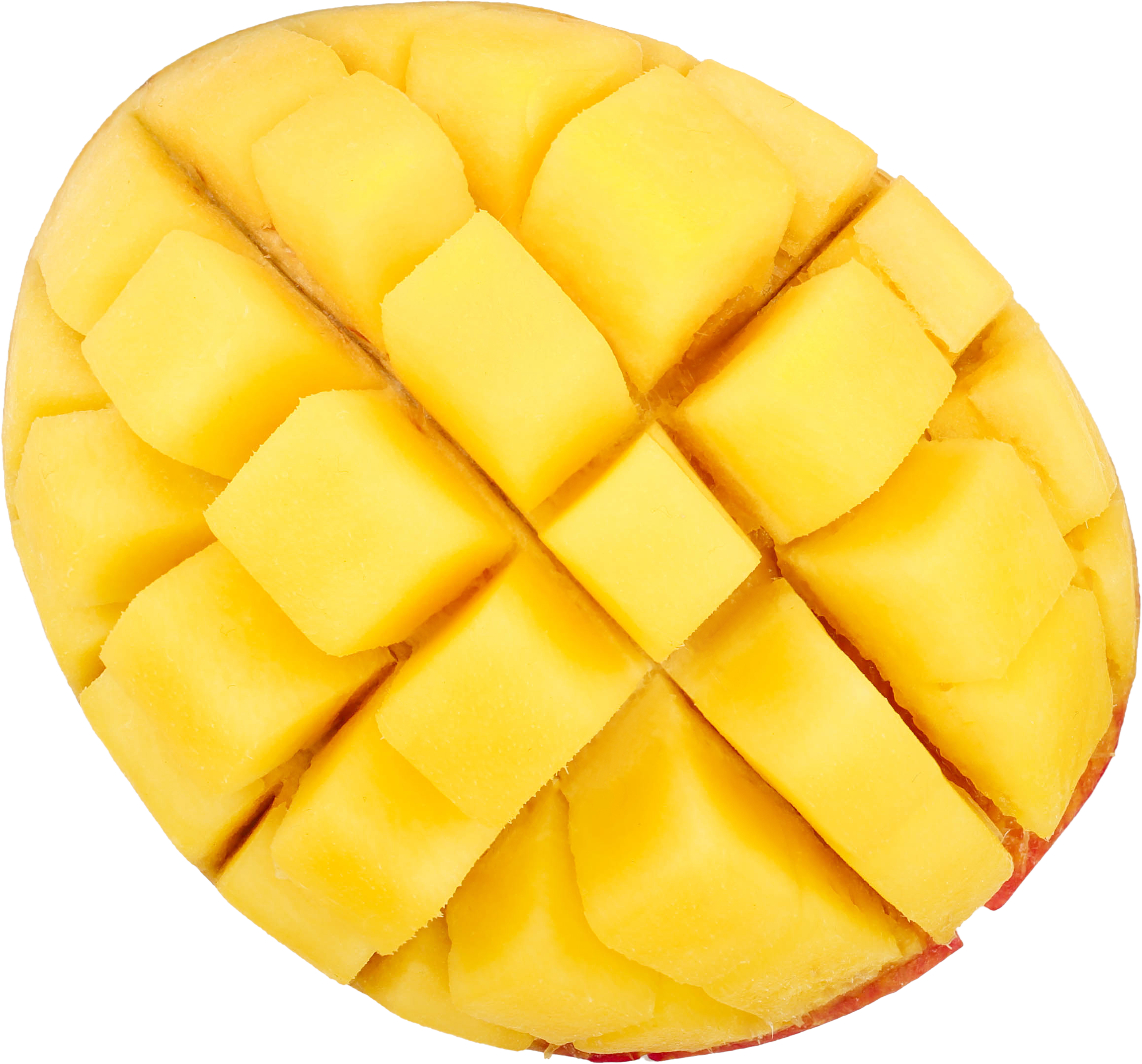 Une mangue complète coupée en cube